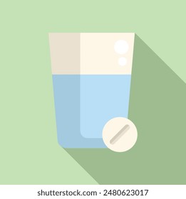 Simple representation of taking medication with water, promoting wellness and healthcare