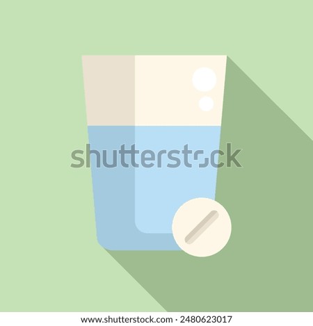 Simple representation of taking medication with water, promoting wellness and healthcare
