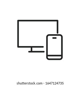Simple responsive design line icon. Stroke pictogram. Vector illustration isolated on a white background. Premium quality symbol. Vector sign for mobile app and web sites.