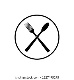 Simple Restaurant Icon, Consist of Spoon and Fork Icon Image Isolated on White Background. Vector Illustration