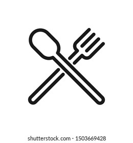 Simple restaurant icons. Restaurant logo with spoon and fork in line style design on white background. Suitable for user interface and website app. Pixel Perfect 48x48. Vector Illustration EPS 10.