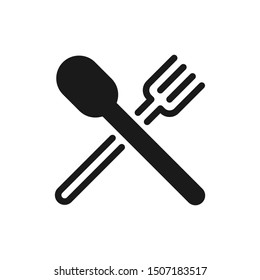 Simple restaurant icons with spoon and fork in solid style design on white background. Suitable for cafe, food, kitchen and website app. Pixel Perfect 48x48. Vector Illustration EPS 10.