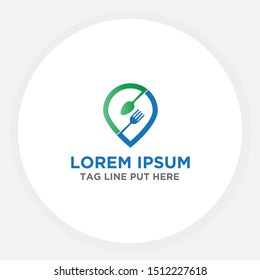 Simple restaurant location design logo, home logo, icon spoons and forks