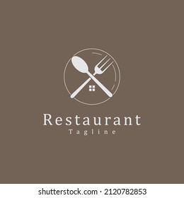 Simple restaurant logo design, spoon and fork.