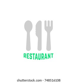 simple restaurant logo with silverware. flat style trend modern logotype graphic design illustration isolated on white background. concept of top view fork, spoon and knife for gastronomy or banquet