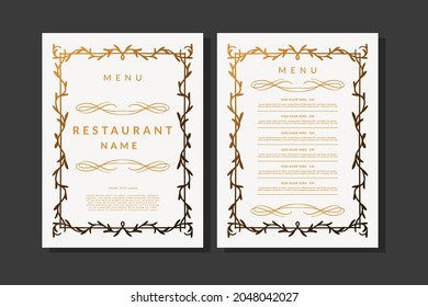simple restaurant menu with floral border vector design template. floral border