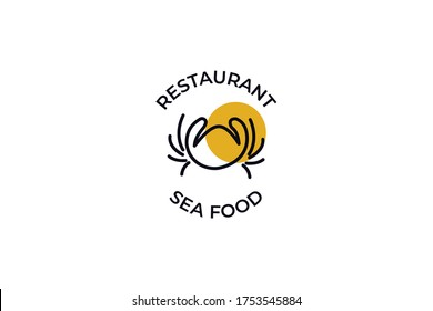 simple restaurant and sea food with unique, modern and line art isolated on white background