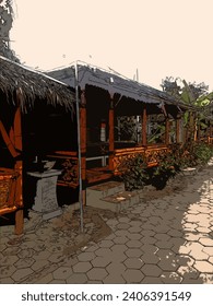 A simple restaurant where the dining area uses a gazebo.