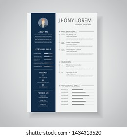 Simple resume design template black and white