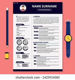 Simple Resume Template. CV Design Vector.