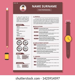 Simple Resume Template. CV Design Vector.