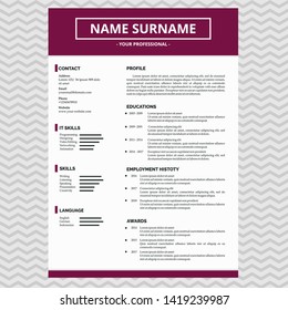 Simple Resume Template Design Vector