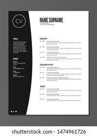 Simple resume template, design vector, isolated