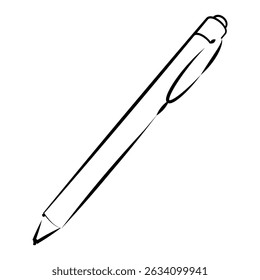 Simple retractable ballpoint pen line drawing