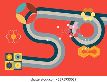 Einfache Retro-70er-Jahre-Hintergrund. Groovy abstrakte Kunstvorlage aus den 70er Jahren. Minimalistisches Vintage gestreiftes Design-Poster. Altmodische Regenbogen-Farbkunst.