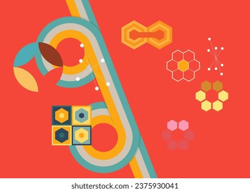 Simple retro 70s background. Groovy abstract 1970s art template. Minimalistic Vintage striped design poster. Old-fashioned rainbow color artwork.