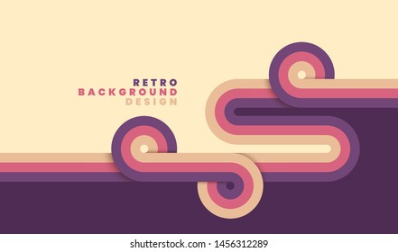 Simple retro background with rounded striped design element in color. Vector illustration.