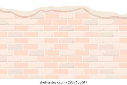 Simple retro border with snowy white brick wall vector