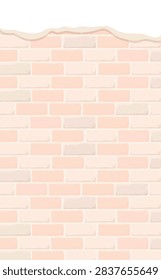 Simple retro border with snowy white brick wall vector