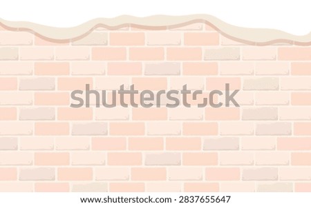 Simple retro border with snowy white brick wall vector