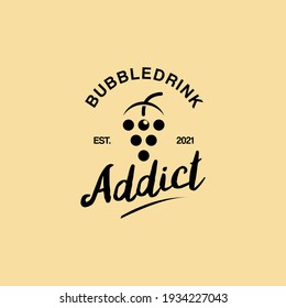 Simple Retro Bubble Drink Logo Design, Fresh Tea or Milk Vector Organic Food and Drink Graphic Template Element in Badge Style