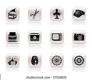 Simple Retro business and office object icons - vector icon set