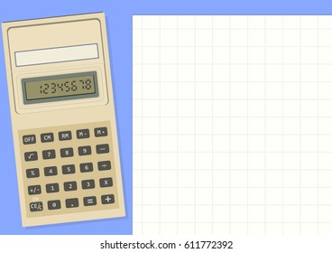 Simple retro calculator. Flat vector.