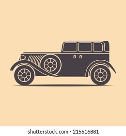 Simple retro car illustration made in vector in flat style