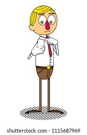 Simple retro cartoon of a businessman using a mobile phone. Vector cartoon illustration.