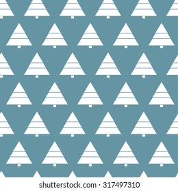 Simple retro Christmas pattern. Winter background. Endless textures in blue colors can be used for print on paper and fabric. Holiday. New Year theme. Vector illustration.
