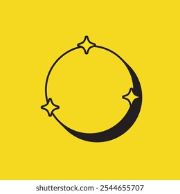 Simple Retro Circle Text box Icon. Rounded Element or Assets with Yellow Vintage Color. Label Icon. High Quality Vector Icon. Editable Vector