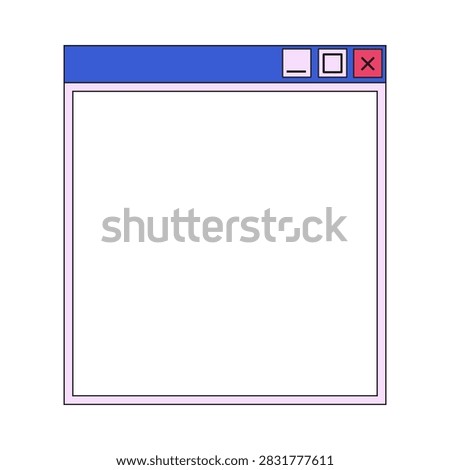 Simple retro computer application window with a blue title bar, minimize, maximize and close buttons, and a large blank white workspace.