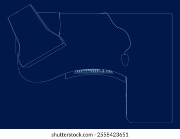 Simple retro Computer Desk contour. Top view. Vector illustration.