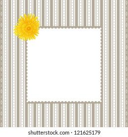 simple retro frame with flowers, vertical stripes