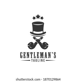 Simple Retro Gentleman Logo Emblem