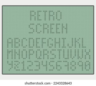 einfacher Retro-grüner Farbbildschirm mit Alphabet