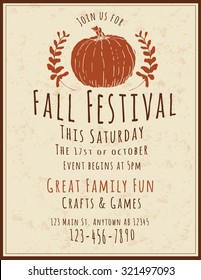 Simple And Retro Hand Drawn Fall Festival Flyer