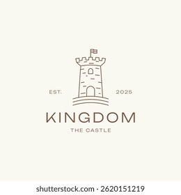 Einfache Retro-Linie Art Castle Logo Design Vektor Vorlage 
