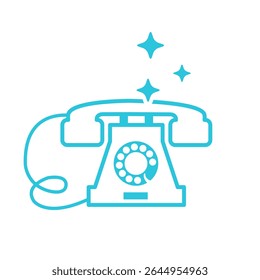 Simple Retro Phone Icon. Isolated on white background. Blue icon set.