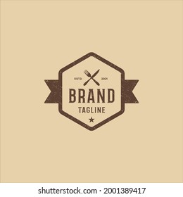 Simple retro restaurant logo design Premium Vector