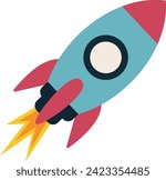 Simple retro rocket vector clip art, isolated illustration, colorful icon
