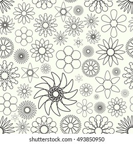 simple retro small flowers outline seamless pattern eps10