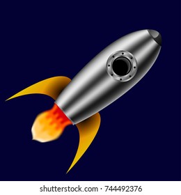 Simple retro spaceship icon. rocket