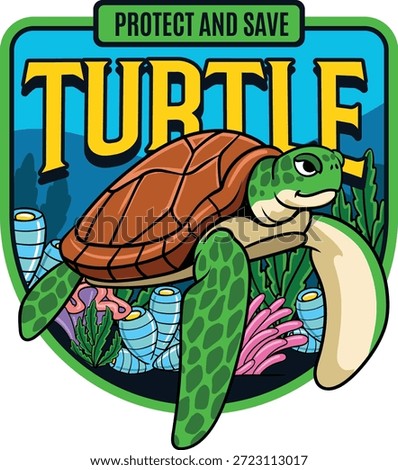 simple retro style sea turtle illustration for logo