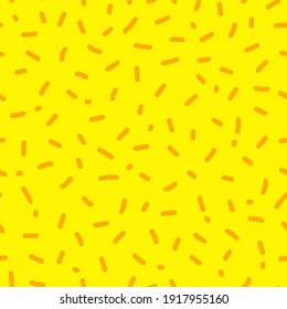 Simple retro style seamless pattern with trending yellow background and orange particles for web designs, fabrics, towels, socks and more. Endless background cute vintage ornament.