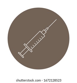 A simple retro- style syringe icon on a circle background. Vector illustration icon