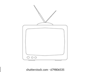 Simple retro television icon coloring book