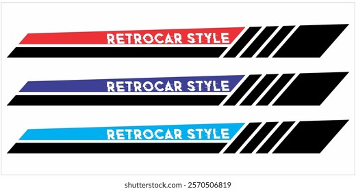 Simple RETROCAR text vector and variation line desai, sticker print design.