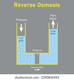 Einfache Reverse-Osmose-Wasserfilterdiagramm. Vektorgrafik einzeln auf grauem Hintergrund.