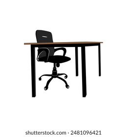 Simple Revolving chair with table icon vector illustration. Office chair vector. Furniture icons.